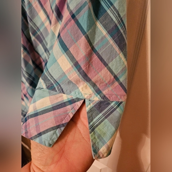 #305 LLBean- Orange or Purple V-Neck Plaid Tunic Tops- Sz. XL- - Picture 12 of 14
